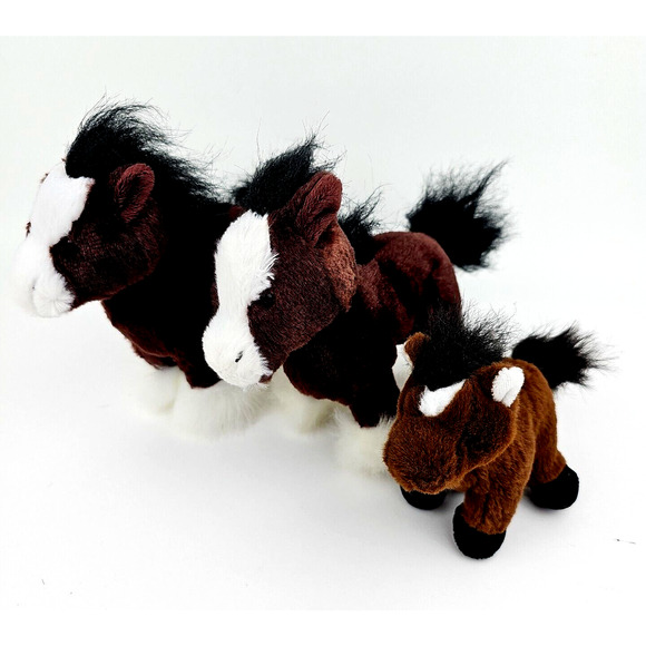 2 Ganz Webkinz Clydesdale Horse 8in and Soft Spot 5 in Pony Brown White 3 horses - Picture 2 of 15